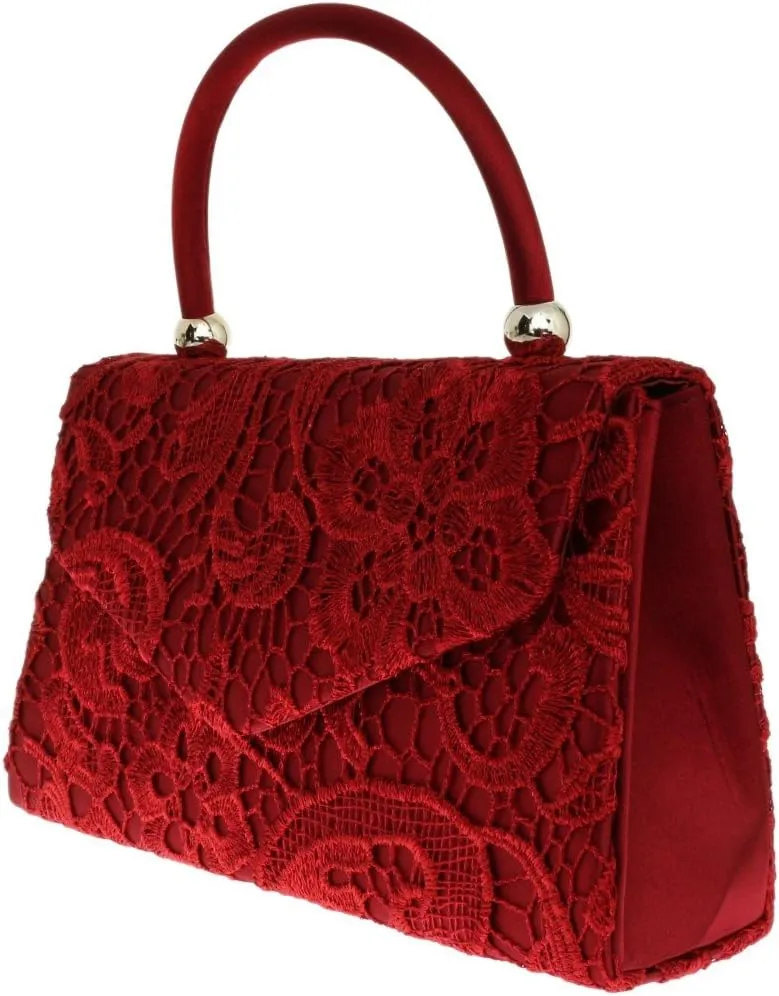 Girly HandBags Womens Lace Satin Top Handle Clutch Bag Handbag Wedding Vintage