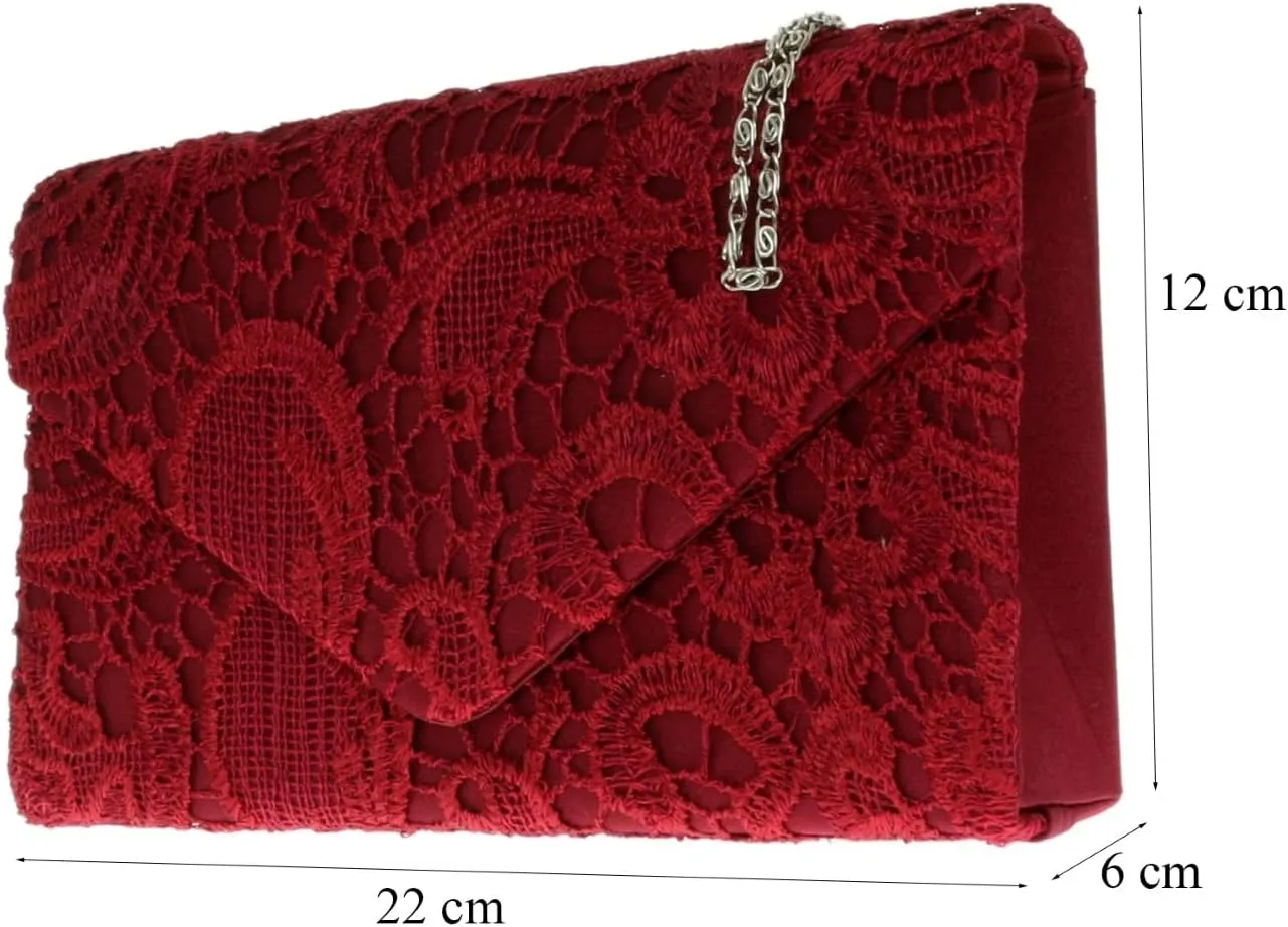 Girly HandBags Womens Satin Lace Clutch Bag