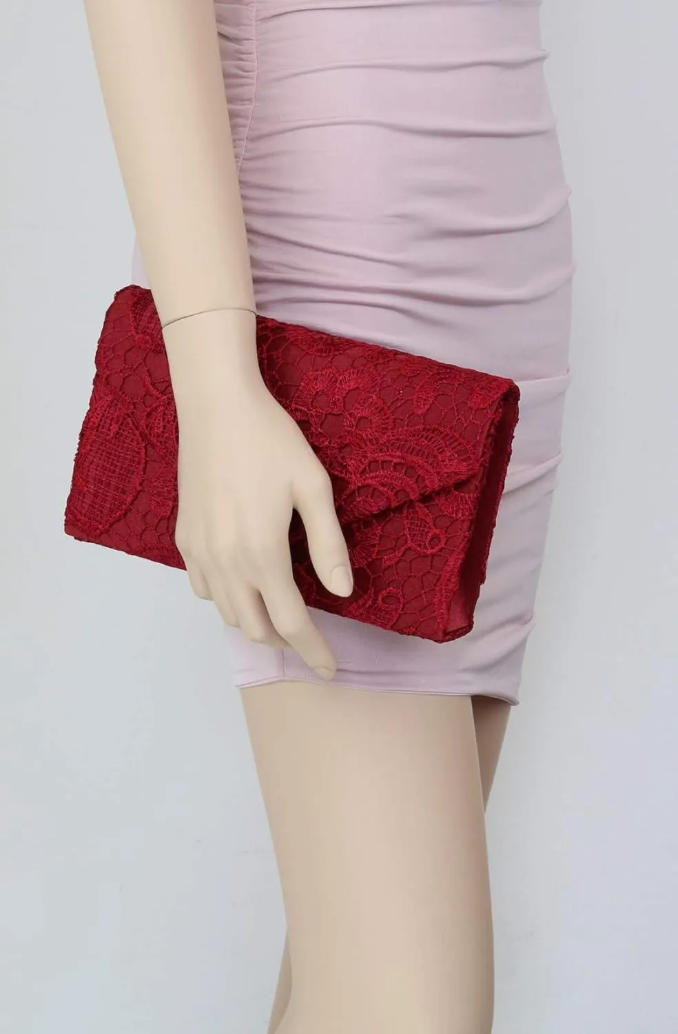 Girly HandBags Womens Satin Lace Clutch Bag