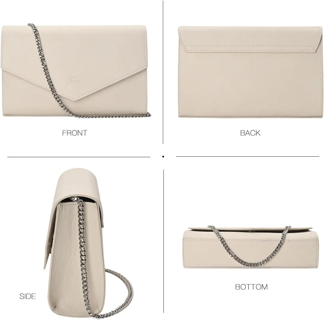 GM LIKKIE Clutch Purse for Women, Evening Envelope Clutch Bag, Crossbody Foldover PU Leather Shoulder Handbag