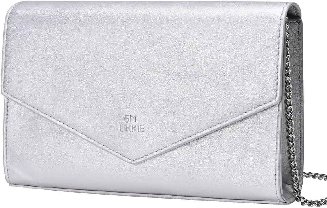 GM LIKKIE Clutch Purse for Women, Evening Envelope Clutch Bag, Crossbody Foldover PU Leather Shoulder Handbag