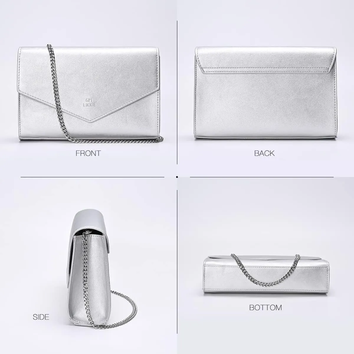 GM LIKKIE Clutch Purse for Women, Evening Envelope Clutch Bag, Crossbody Foldover PU Leather Shoulder Handbag