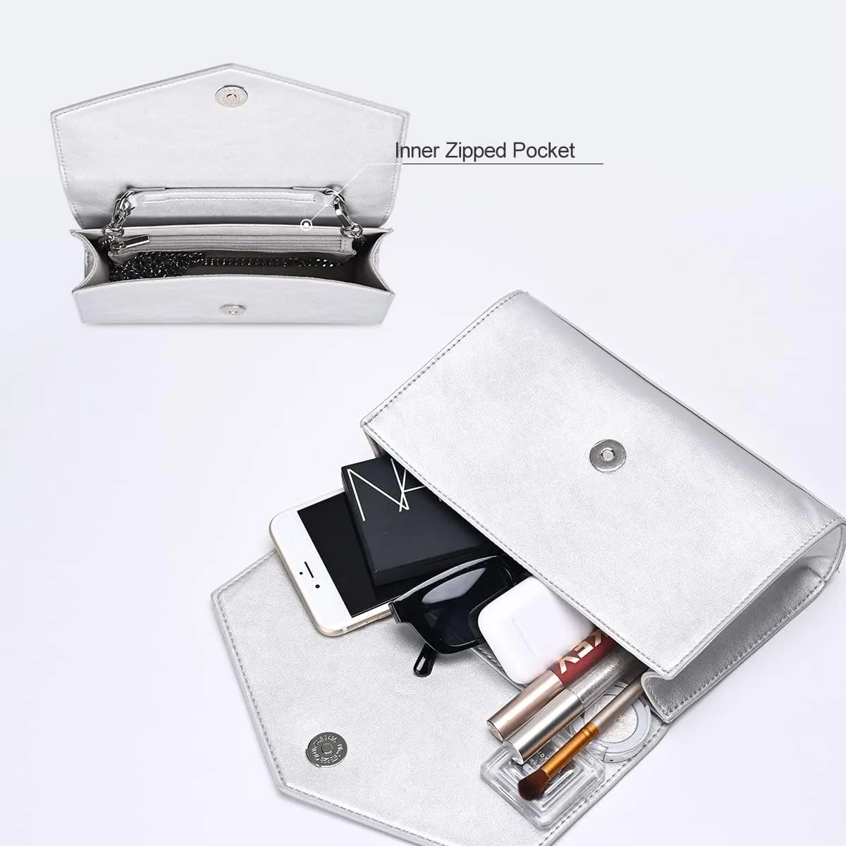 GM LIKKIE Clutch Purse for Women, Evening Envelope Clutch Bag, Crossbody Foldover PU Leather Shoulder Handbag