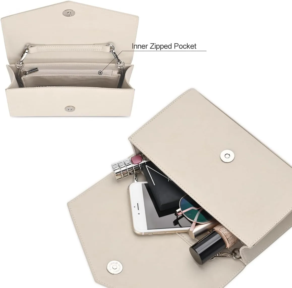 GM LIKKIE Clutch Purse for Women, Evening Envelope Clutch Bag, Crossbody Foldover PU Leather Shoulder Handbag