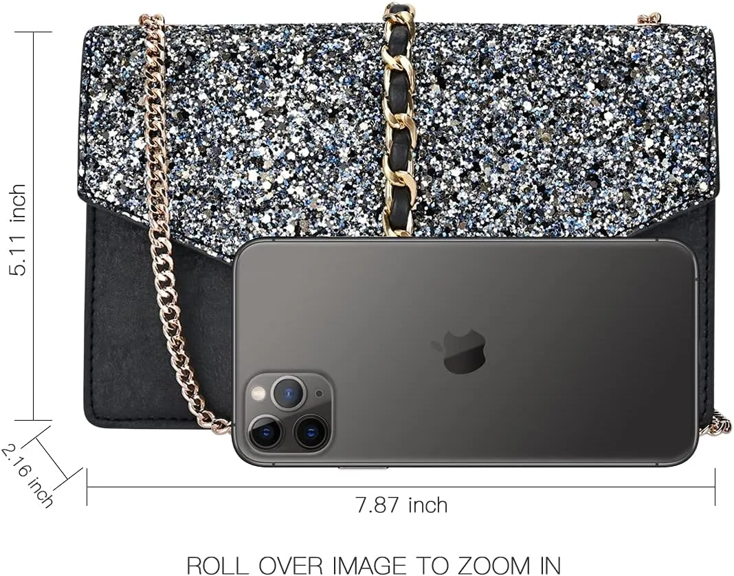GM LIKKIE Crossbody Clutch Purse for Women, Glitter Evening Bag, Sequin Tassel Wedding Handbag for Party