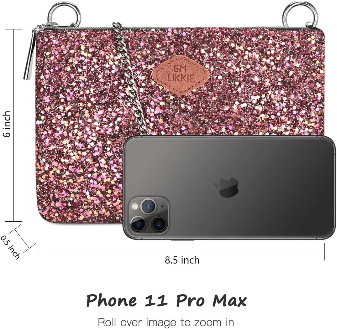 GM LIKKIE Crossbody Clutch Purse for Women, Glitter Evening Bag, Sequin Wedding Handbag for Party