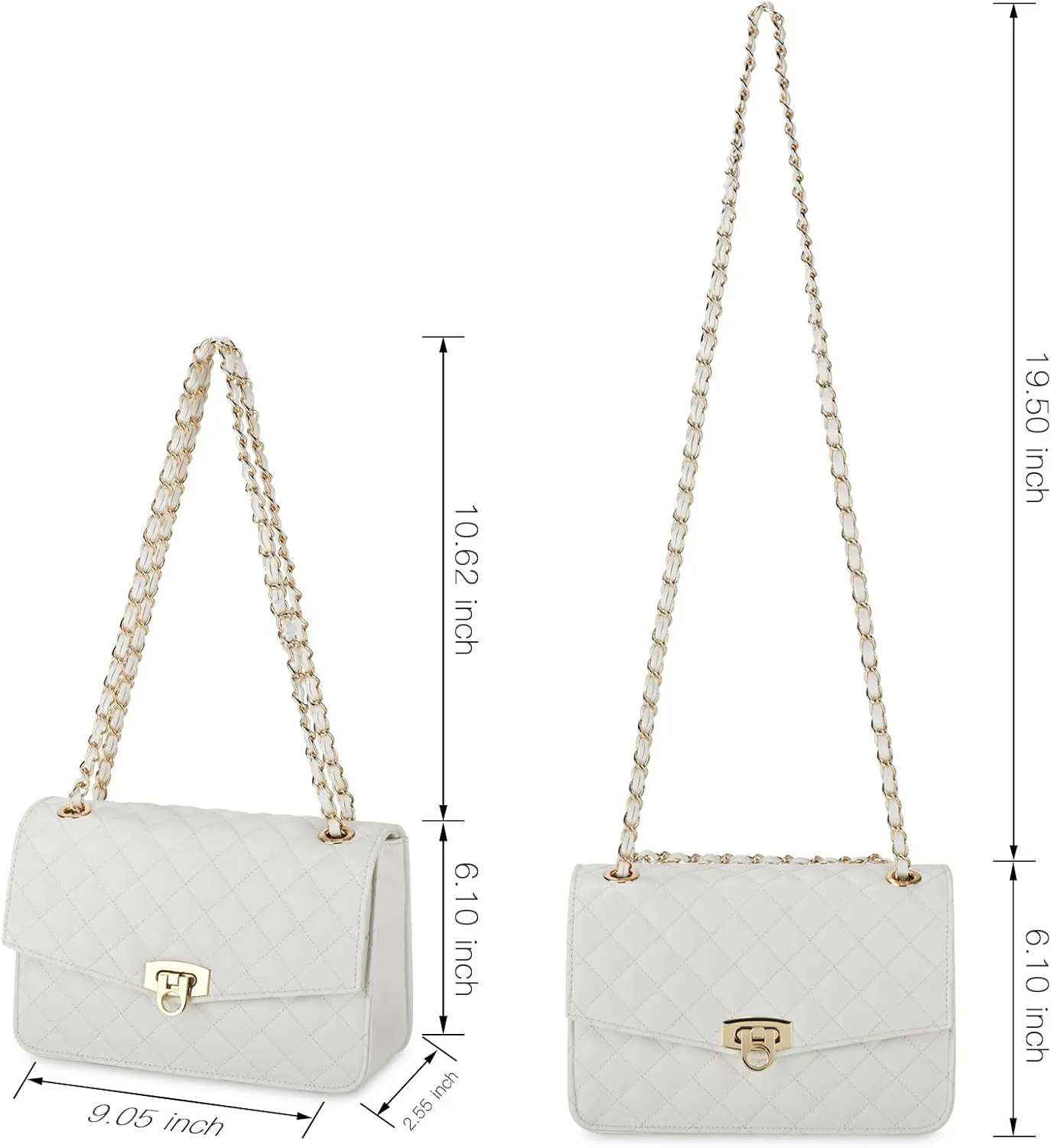 GM LIKKIE Quilted Shoulder Bag for Women, Medium Flap Crossbody Handbag with Chain Strap, Soft Vegan Leather Clutch Purse