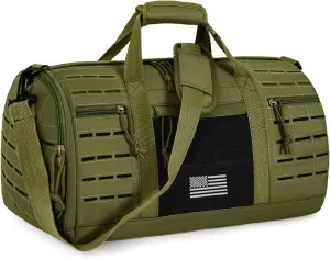 GMAK Military Tactical Duffle Bag for Men, 40L Sports Gym Bag with Shoe Compartment, Carry on Bag Travel Duffle Bag for Weekender Overnight Gym Workout Training Basketball Football, Green