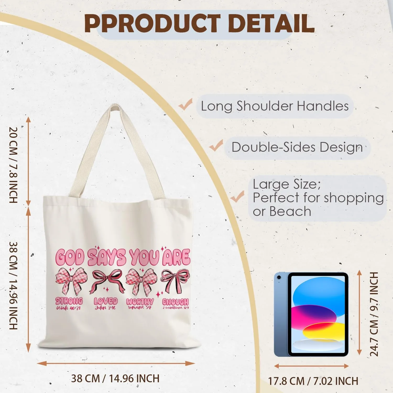 God Says You are Christian Canvas Tote Bags for Women, Inspirational Christian Gifts for Women