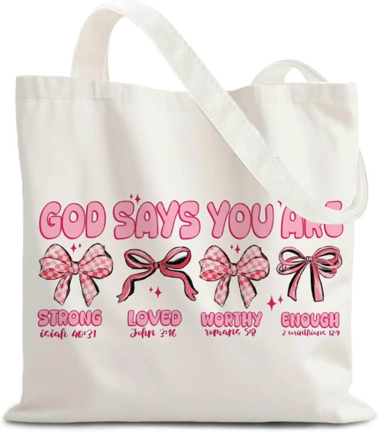 God Says You are Christian Canvas Tote Bags for Women, Inspirational Christian Gifts for Women