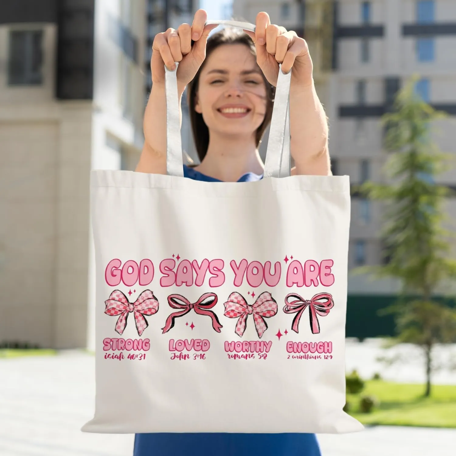 God Says You are Christian Canvas Tote Bags for Women, Inspirational Christian Gifts for Women