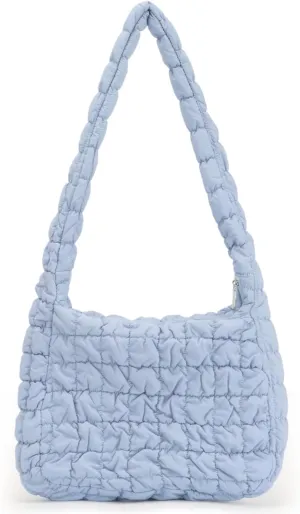GOKTOW Puffer Quilted Carryall Bag,Quilted Shoulder Bag,Puffy Tote Bag Purse,Large Nylon Hobo Handbag