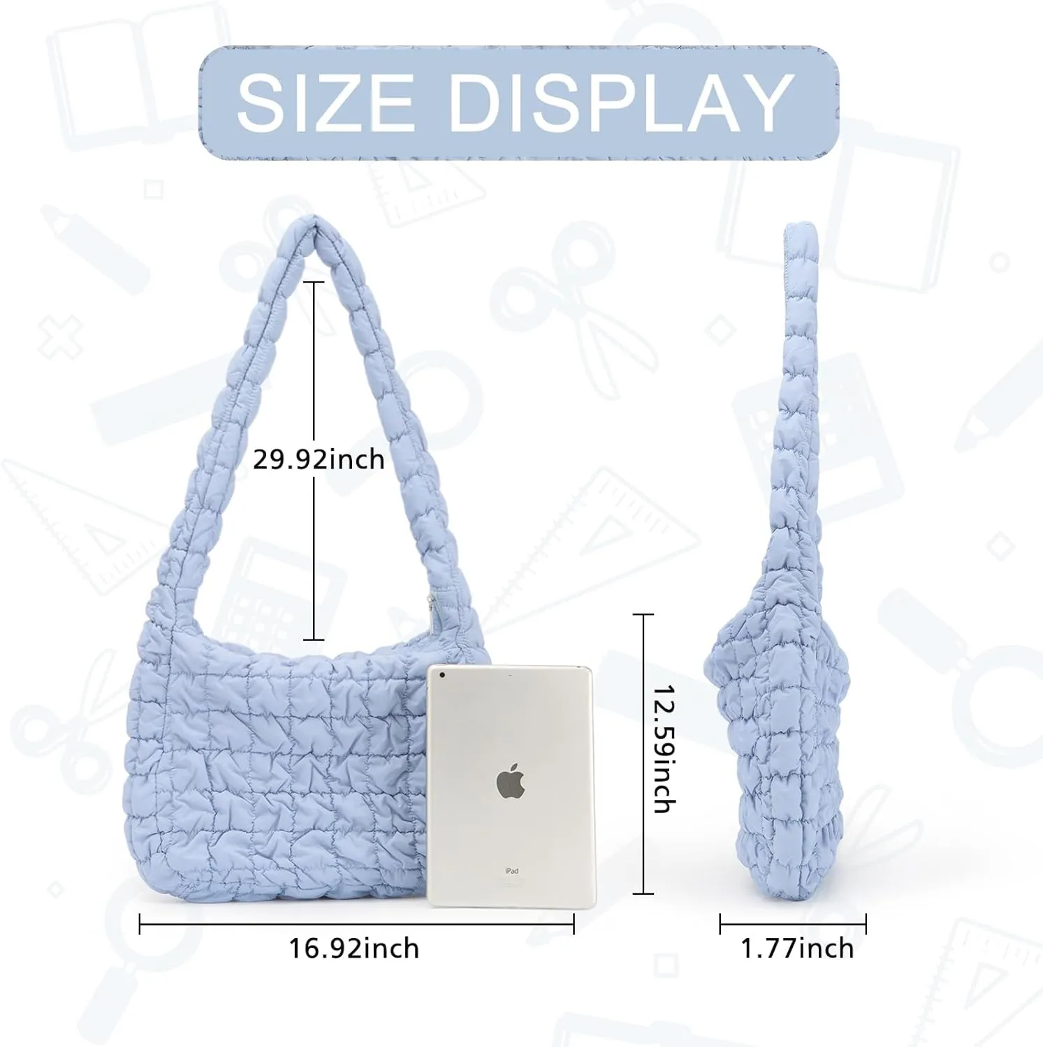 GOKTOW Puffer Quilted Carryall Bag,Quilted Shoulder Bag,Puffy Tote Bag Purse,Large Nylon Hobo Handbag