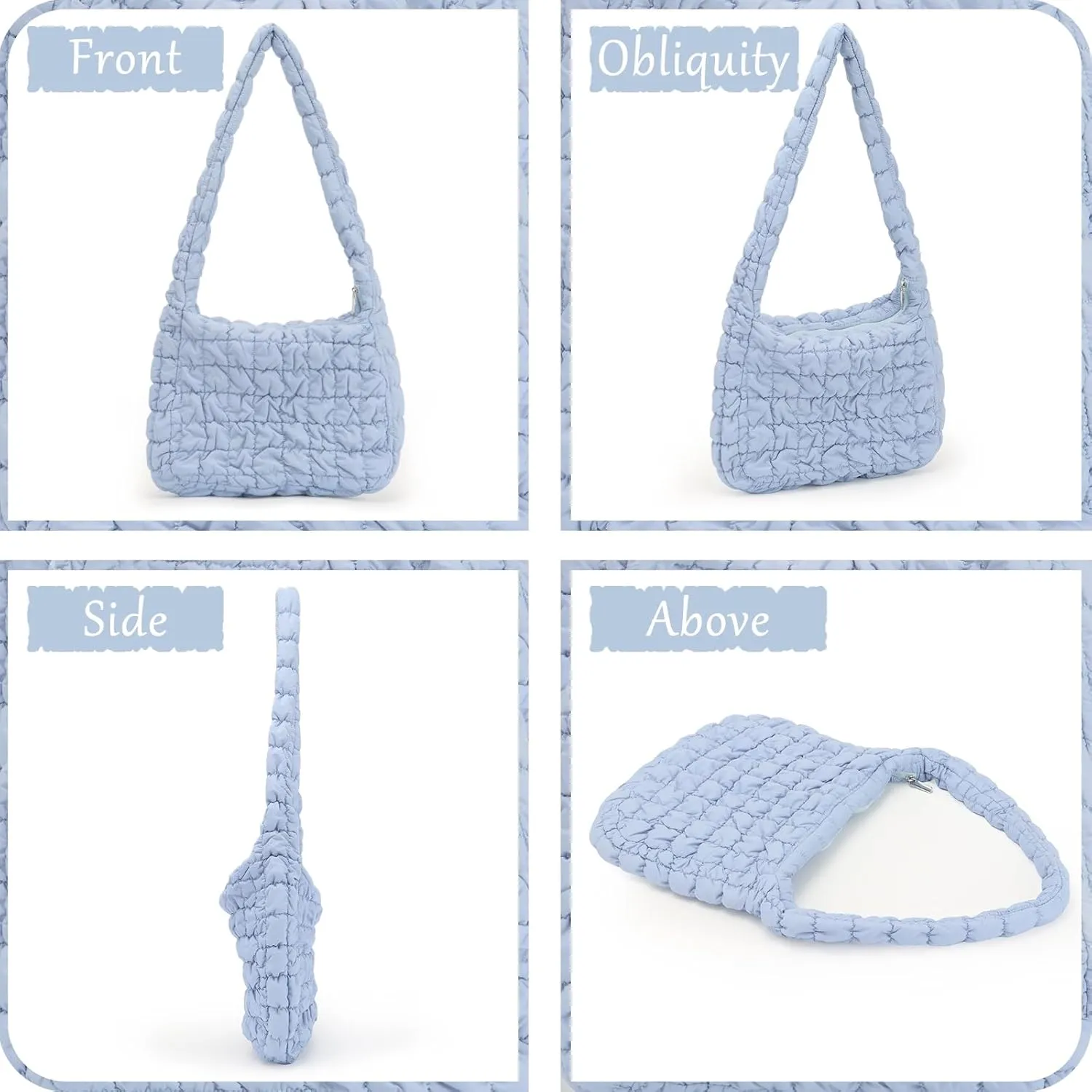 GOKTOW Puffer Quilted Carryall Bag,Quilted Shoulder Bag,Puffy Tote Bag Purse,Large Nylon Hobo Handbag