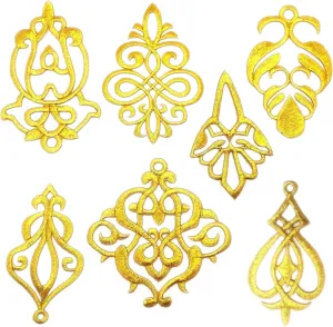 Gold Iron On Patches Cross Lotus Embroidery Applique DIY Lace Trim Flower Embroidered Patch 3D Cosplay for Clothes Bag Coat Backpack DIY Appliques Craft Decoration (Style 1 (7pcs))