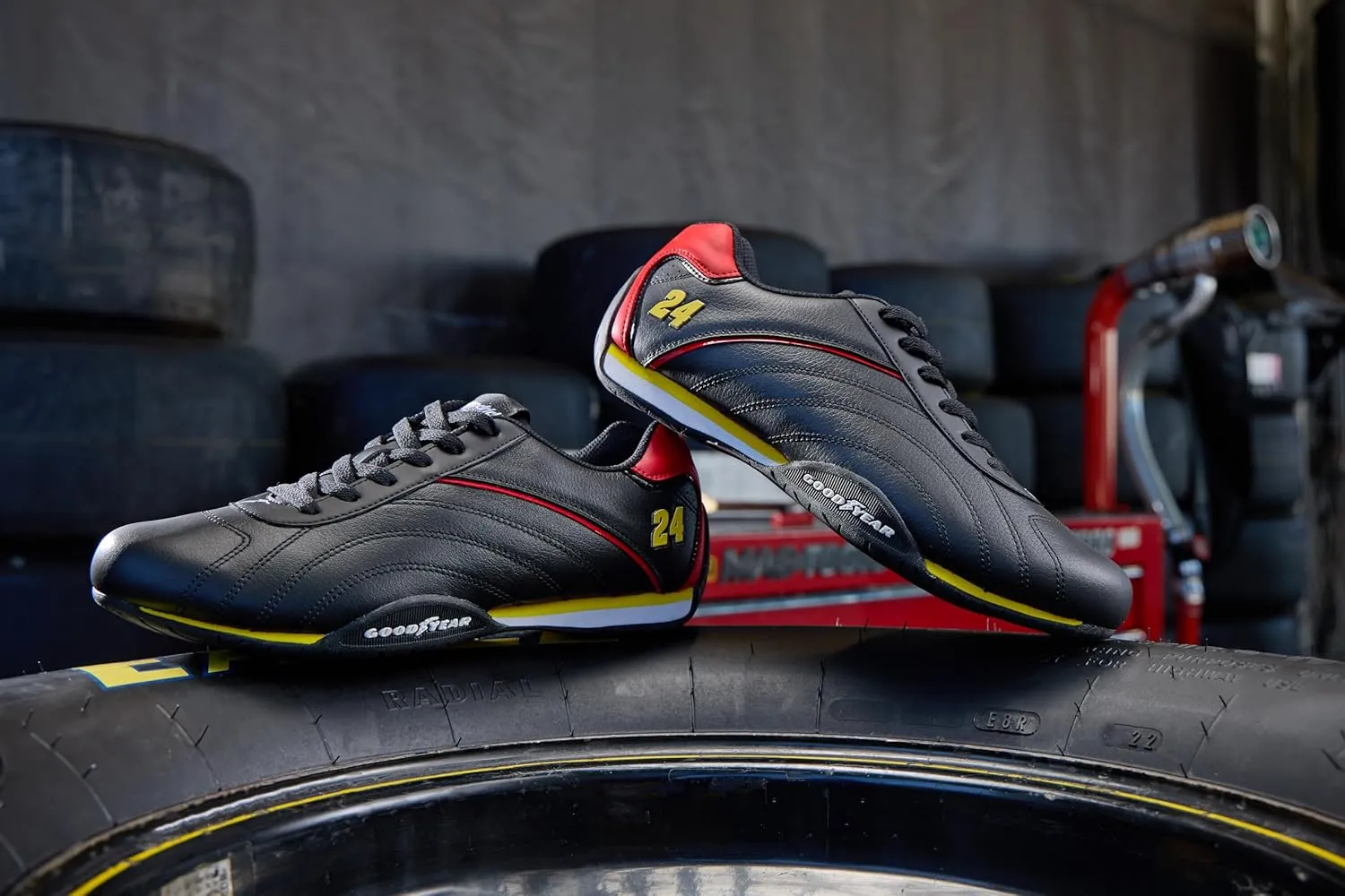 Goodyear Mens Ori Racer Sneakers – Hendrick Motorsports Low-Top Lace Up Performance Sneakers, Leather & Mesh Lining