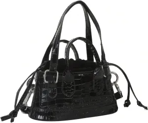 GORGLITTER Women's Mini Purse Crocodile Embossed Crossbody Bags Y2K Clutchs Drawstring Shoulder Bag