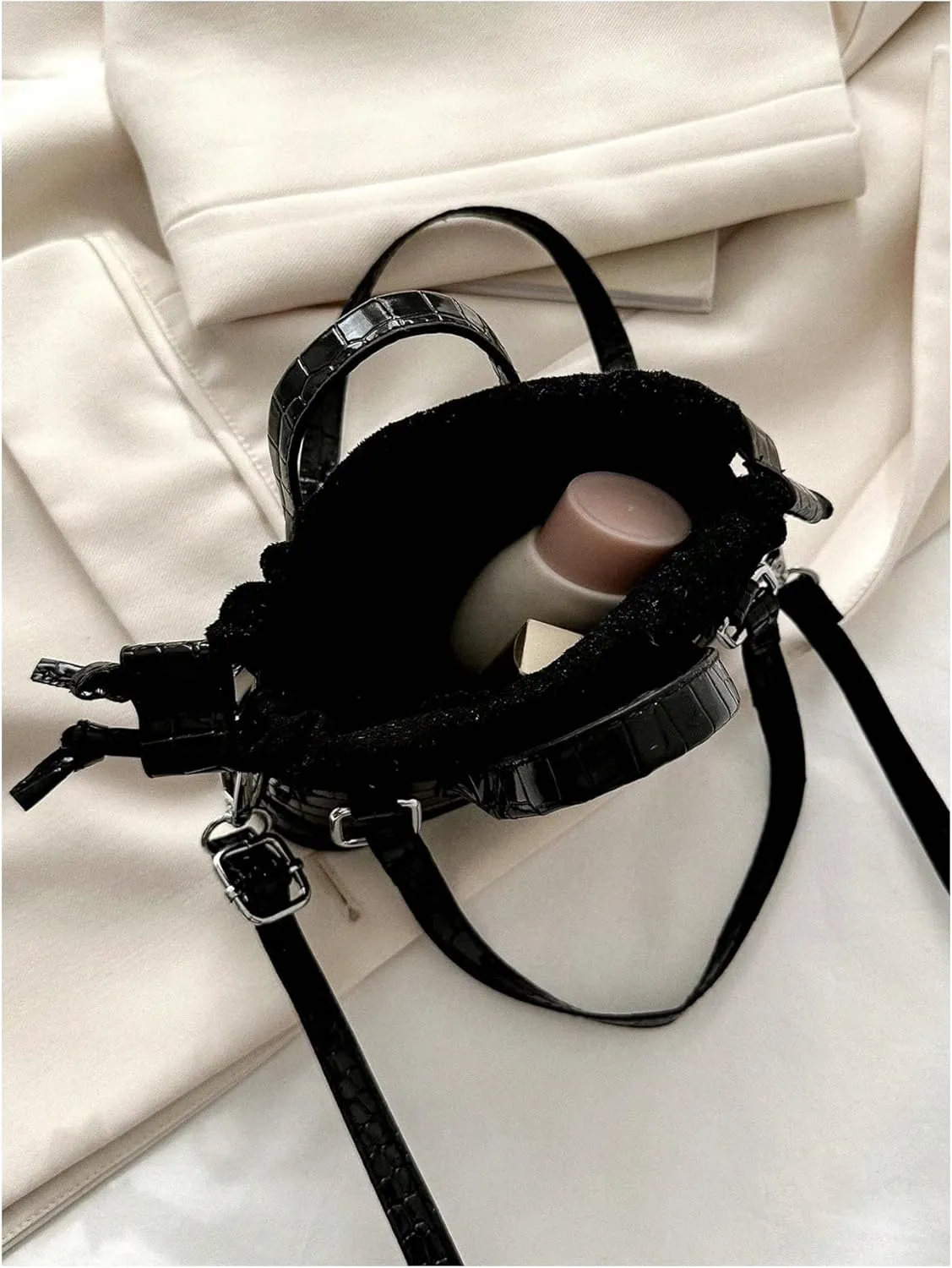 GORGLITTER Women's Mini Purse Crocodile Embossed Crossbody Bags Y2K Clutchs Drawstring Shoulder Bag