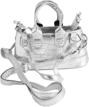 GORGLITTER Women's Small Crossbody Bag Metallic Mini Purse Crocodile Print Double Handle Satchel Shoulder Bag Purse