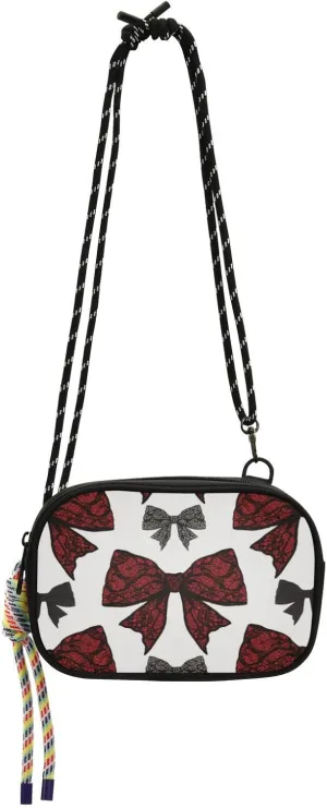 Gothic Red and Black Halloween Lace Bow Crossbody Wallet Purse for Mens Fashion with Credit Card Slots Women's Shoulder Handbags Walk dog bolsos negros para mujeres