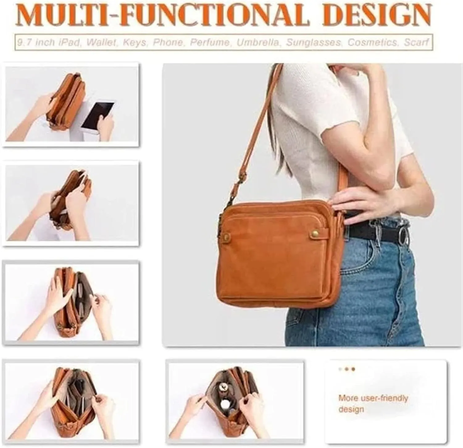 Gpmsign Crossbody Bag, 2024 New Crossbody PU Leather Shoulder Bags, Adjustable Handbags purses, Gpmsign Anti Theft Leather Bag (Blue)