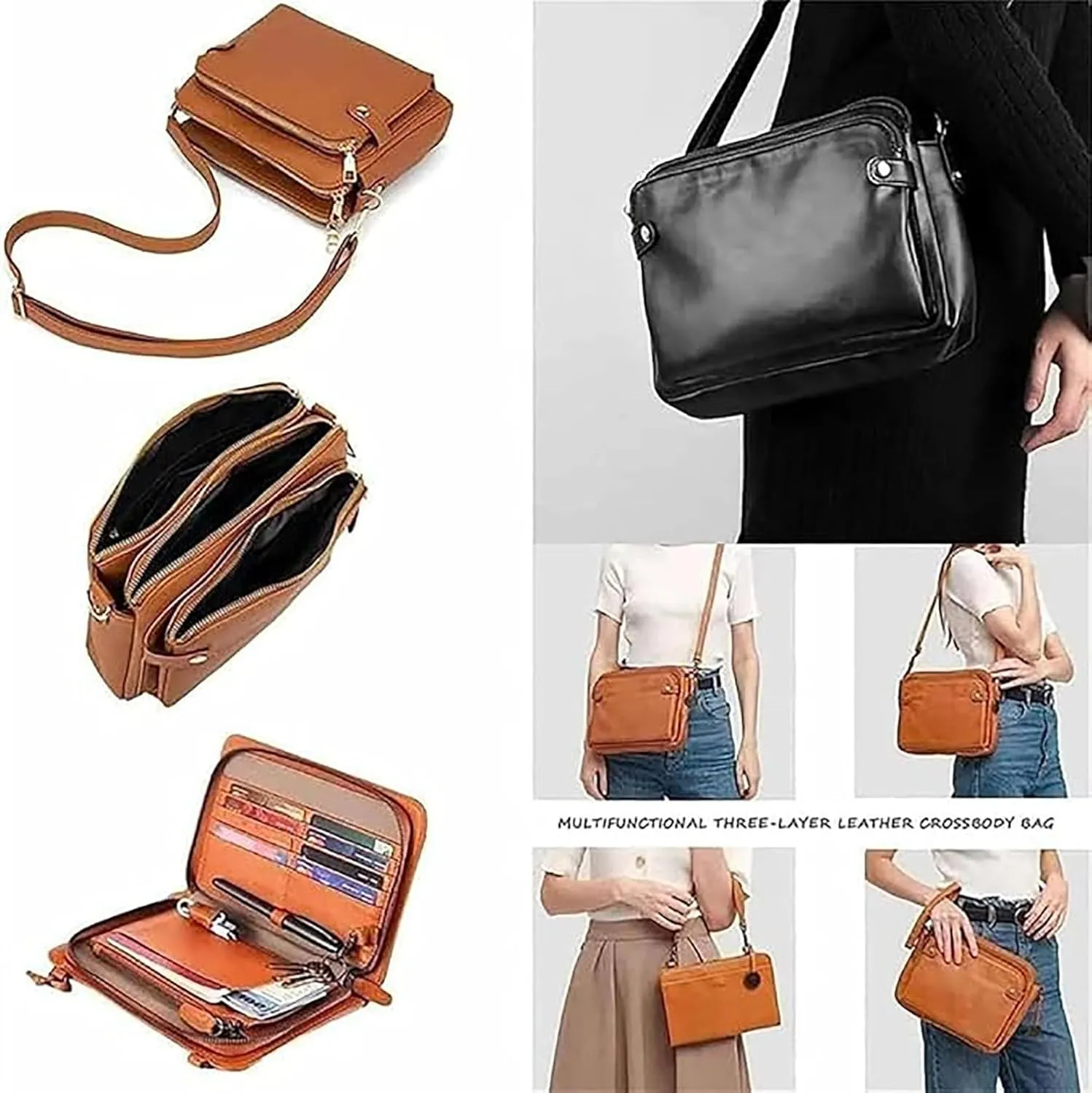 Gpmsign Crossbody Bag, 2024 New Crossbody PU Leather Shoulder Bags, Adjustable Handbags purses, Gpmsign Anti Theft Leather Bag (Blue)