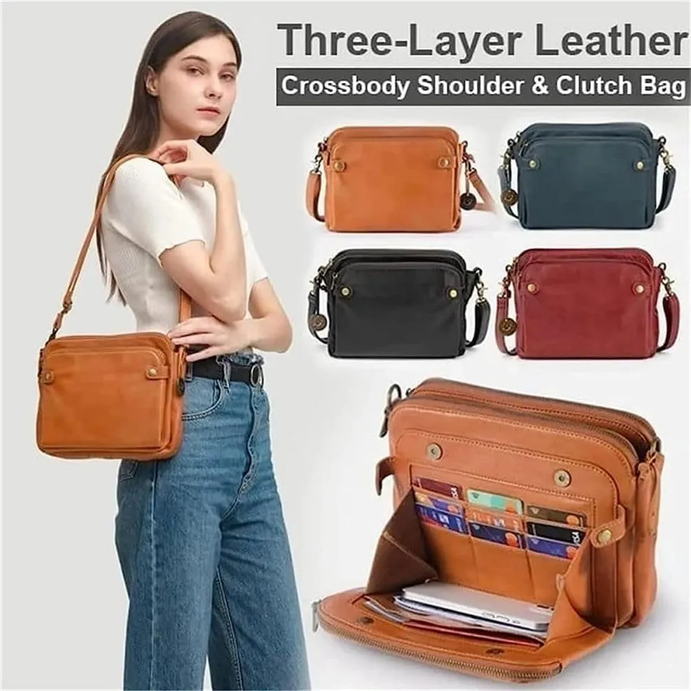 Gpmsign Crossbody Bag, Gpmsign Crossbody Leather Bag, 3 Layer Crossbody PU Leather Shoulder Bags