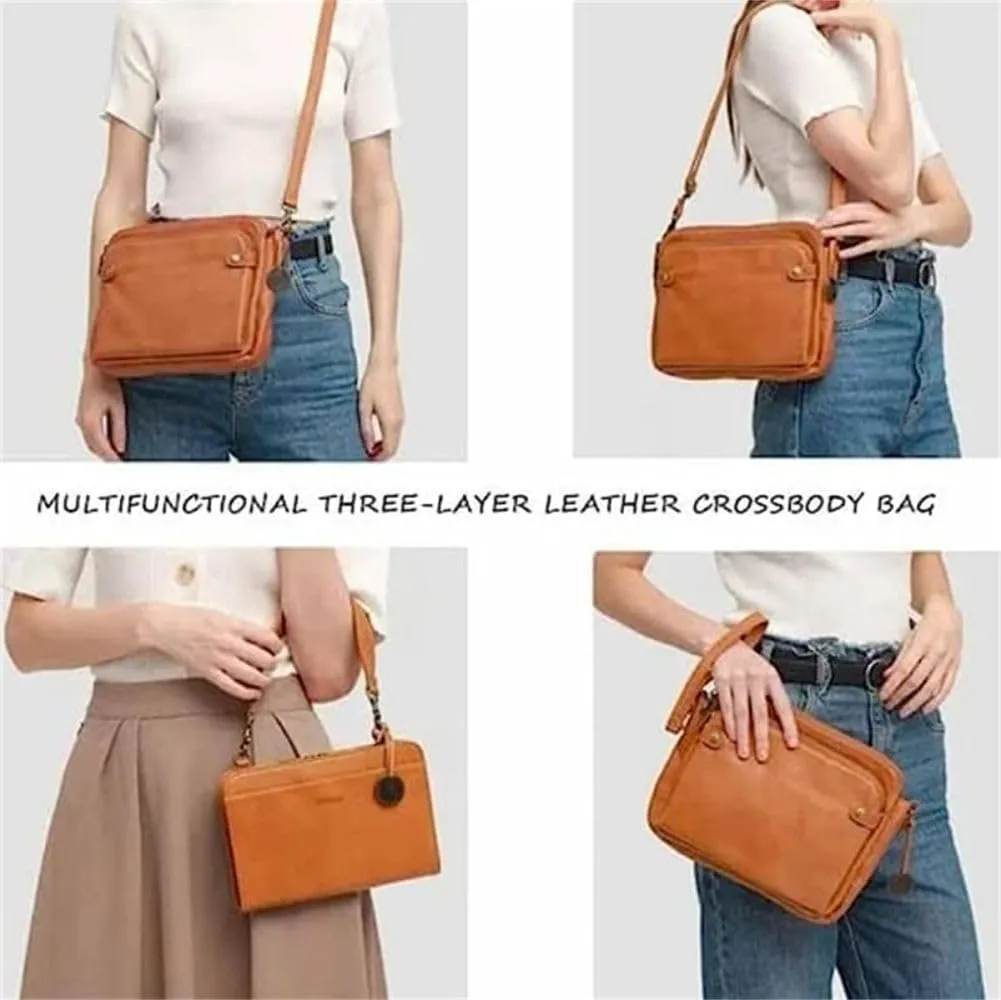 Gpmsign Crossbody Bag, Gpmsign Crossbody Leather Bag, 3 Layer Crossbody PU Leather Shoulder Bags