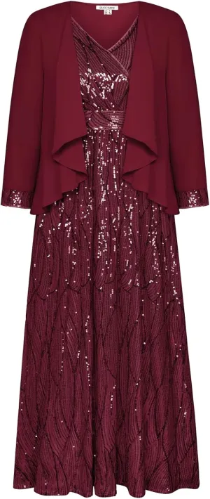 GRACE KARIN 2024 Women's Two Piece Sequin Dress with Jacket Mother of The Bride Dresses Homecoming Wedding Guest Dresses