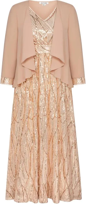 GRACE KARIN 2024 Women's Two Piece Sequin Dress with Jacket Mother of The Bride Dresses Homecoming Wedding Guest Dresses