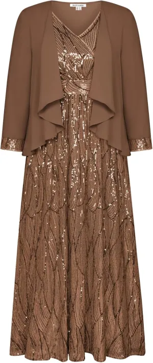 GRACE KARIN 2024 Women's Two Piece Sequin Dress with Jacket Mother of The Bride Dresses Homecoming Wedding Guest Dresses