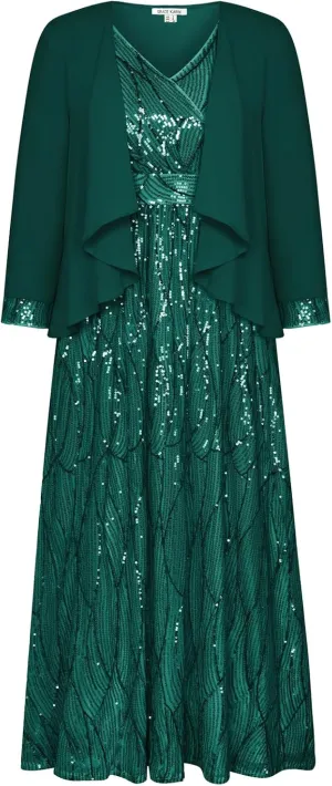 GRACE KARIN 2024 Women's Two Piece Sequin Dress with Jacket Mother of The Bride Dresses Homecoming Wedding Guest Dresses