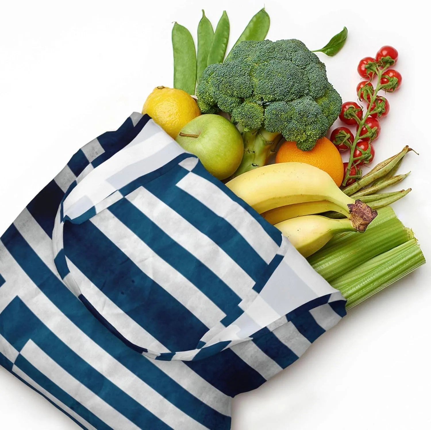 Gradient Blue Denim Canvas Bag Bag Handbag Eco-Friendly Reusable Groceryshopping Bags For Women Girls