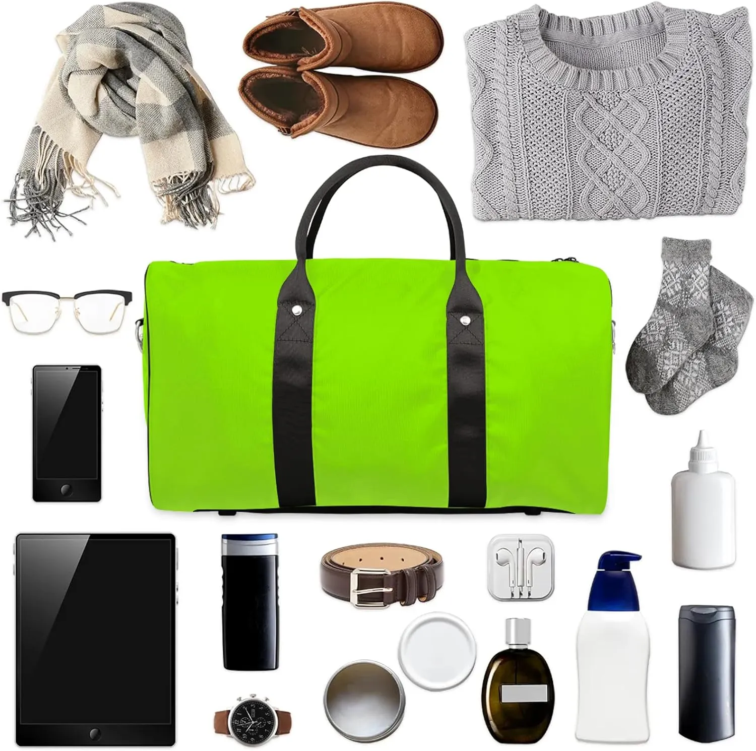 Grass Green Travel Duffle Bag, Weekender Bags for Women Men, Carry on Overnight Bag Waterproof Gym Bags, Hospital Bag for Labor and Delivery
