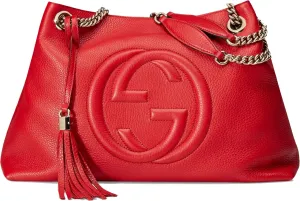 Gucci Soho Leather Chain Shoulder Handbag Red