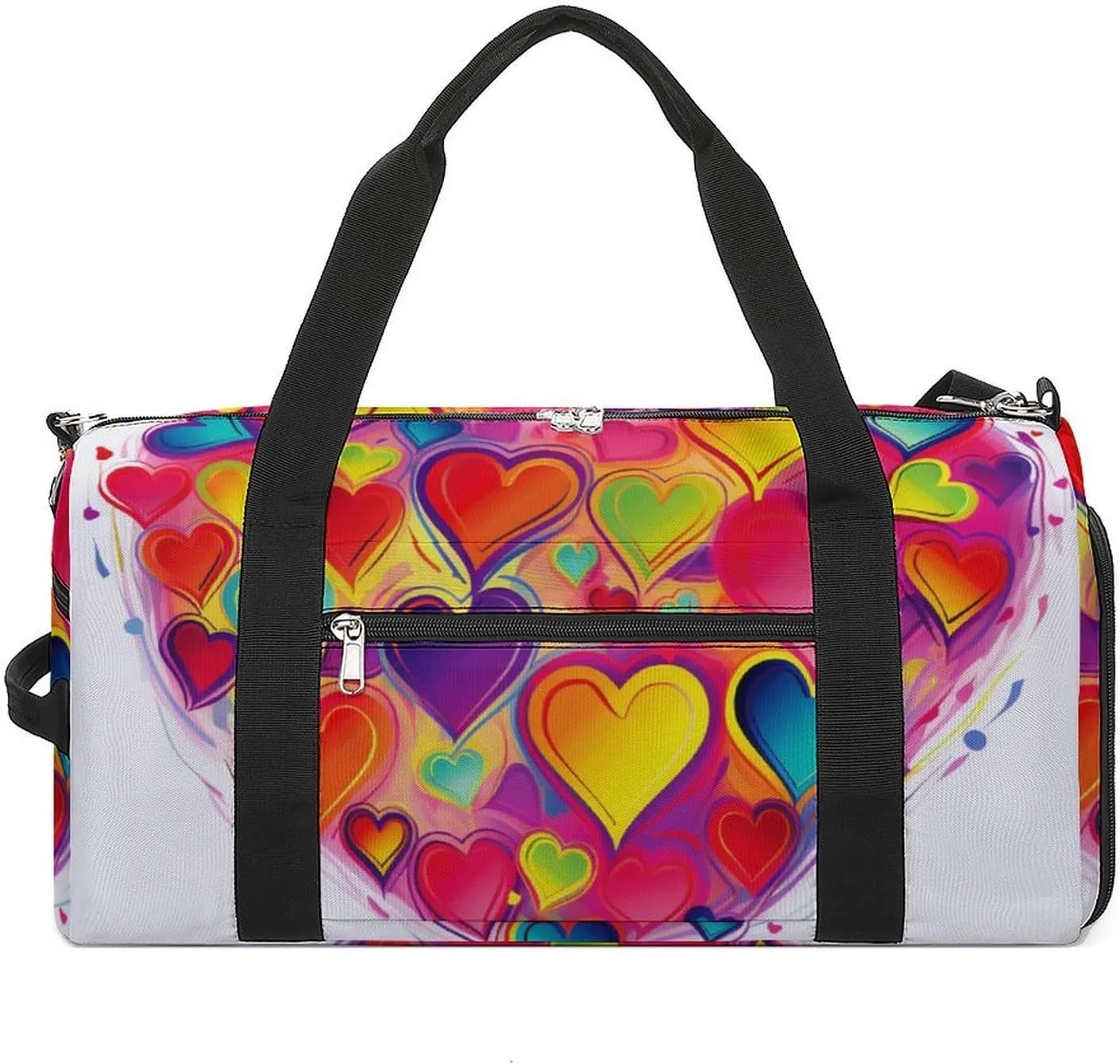 Gym Bag Colourful Heart Duffel Bag for Men Women Overnight Bag with Shoe Compartment Workout Bags
