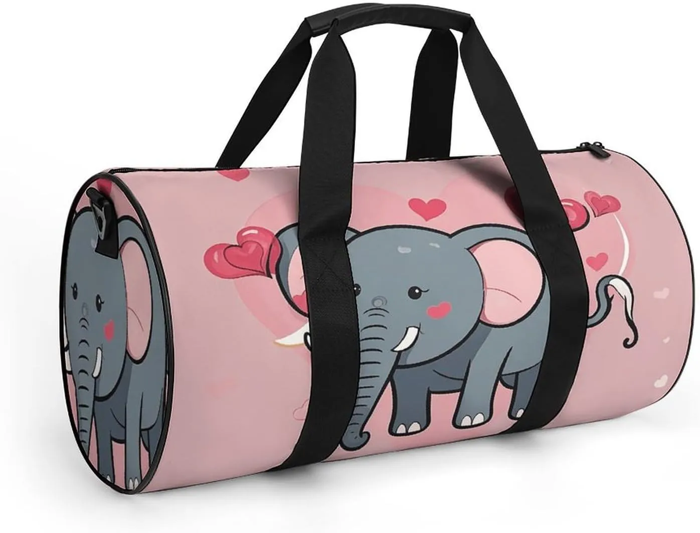 Gym Bag for Men Women Monochrome Heart Tail Doodle Style Duffel Bag Overnight Bag with Compartment Gym Sackpac