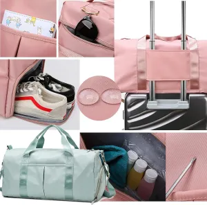 Gym Bag for Women Men with Shoes Compartment Waterproof Weekend Overnight Duffel Bags for Swimming Yoga Outdoor Activities (Green)
