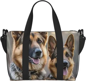 Gym Bag German Shepherd Dog Lovers2 Duffel Bag for Men Women Travel Overnight Bag with Shoe Compartment Workout Bags