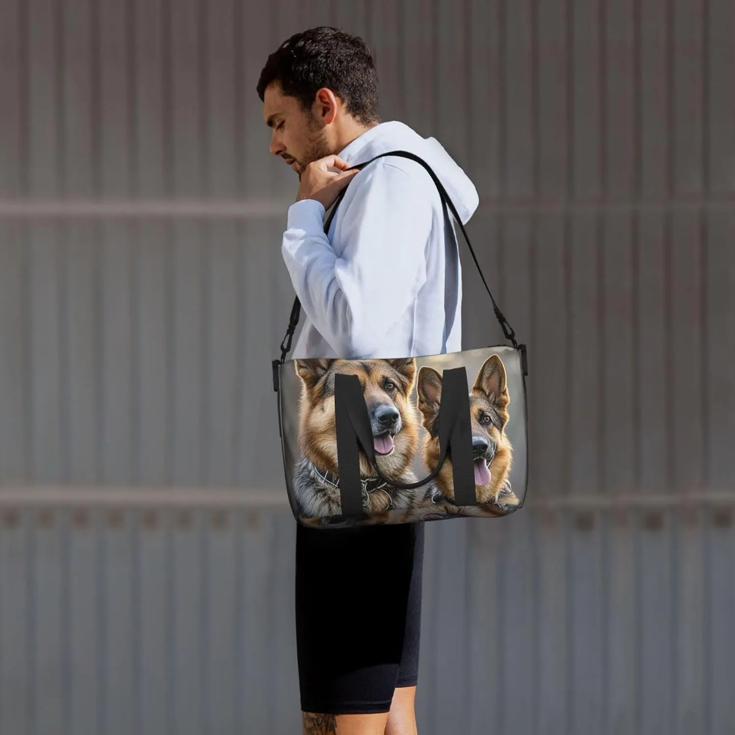 Gym Bag German Shepherd Dog Lovers2 Duffel Bag for Men Women Travel Overnight Bag with Shoe Compartment Workout Bags