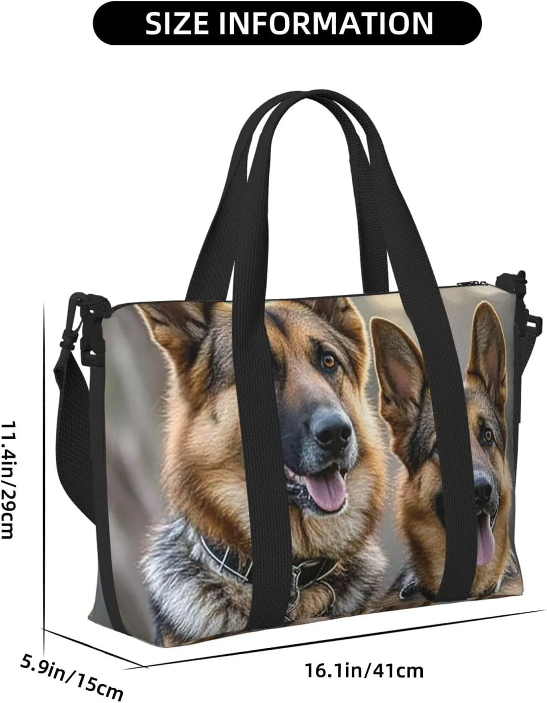 Gym Bag German Shepherd Dog Lovers2 Duffel Bag for Men Women Travel Overnight Bag with Shoe Compartment Workout Bags
