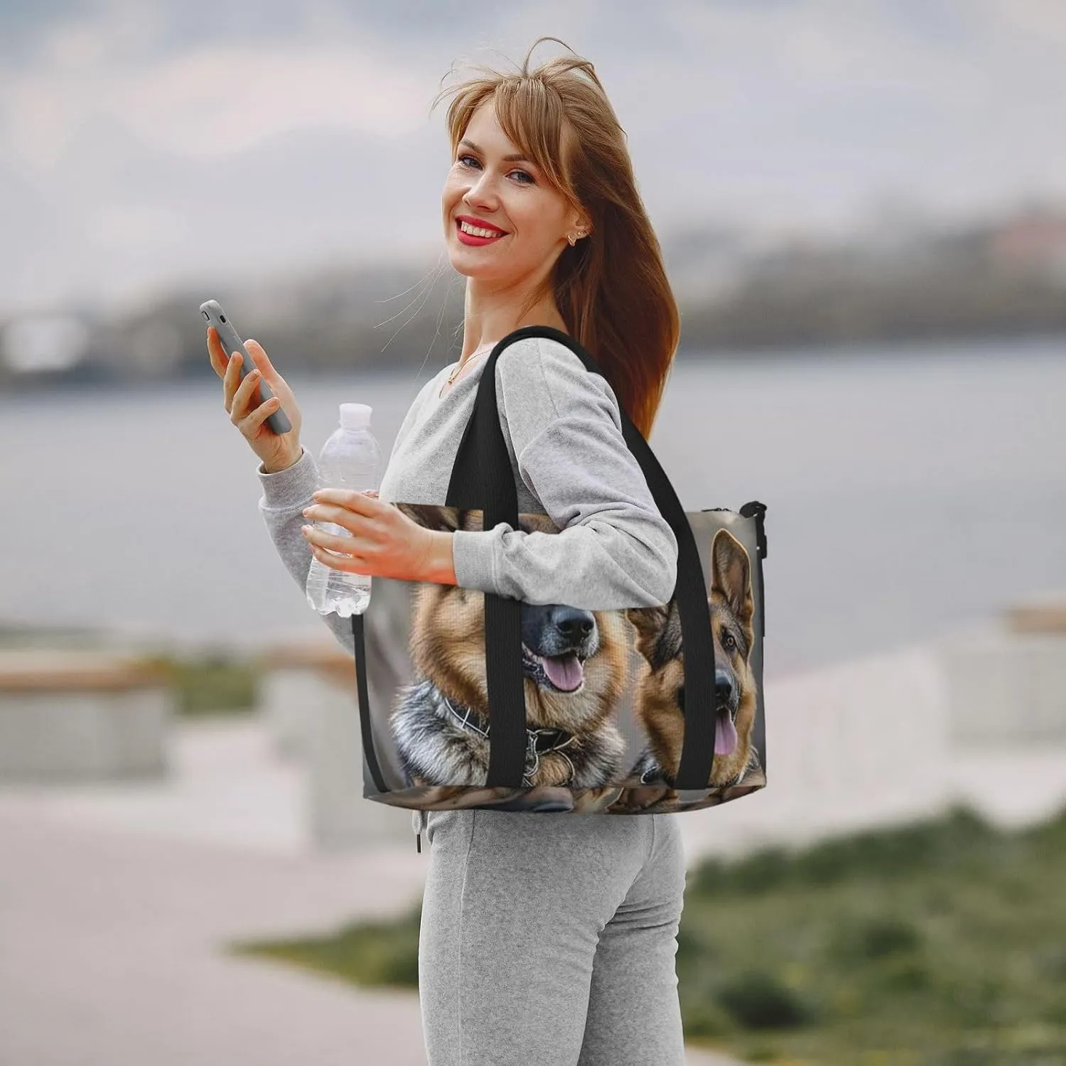 Gym Bag German Shepherd Dog Lovers2 Duffel Bag for Men Women Travel Overnight Bag with Shoe Compartment Workout Bags