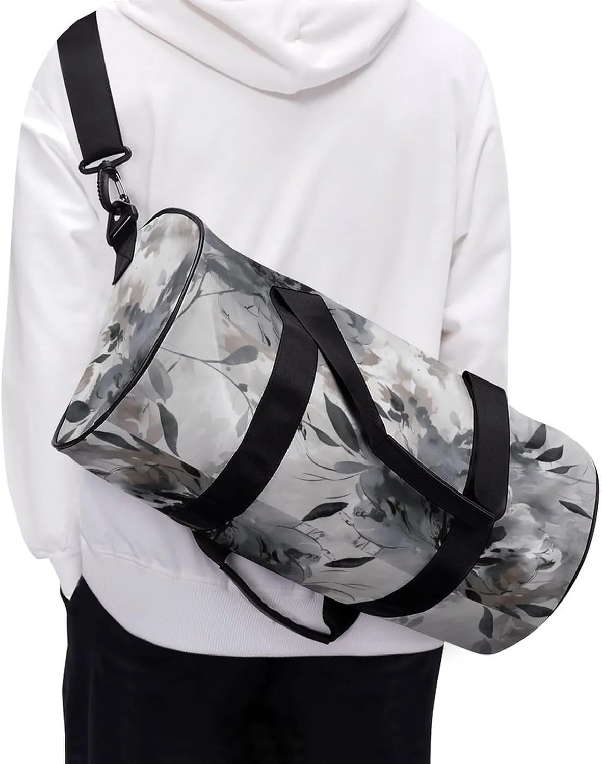 Gym Bag Hand Drawn Ink Painting Duffel Bag for Men Women Overnight Bag with Shoe Compartment Workout Bags