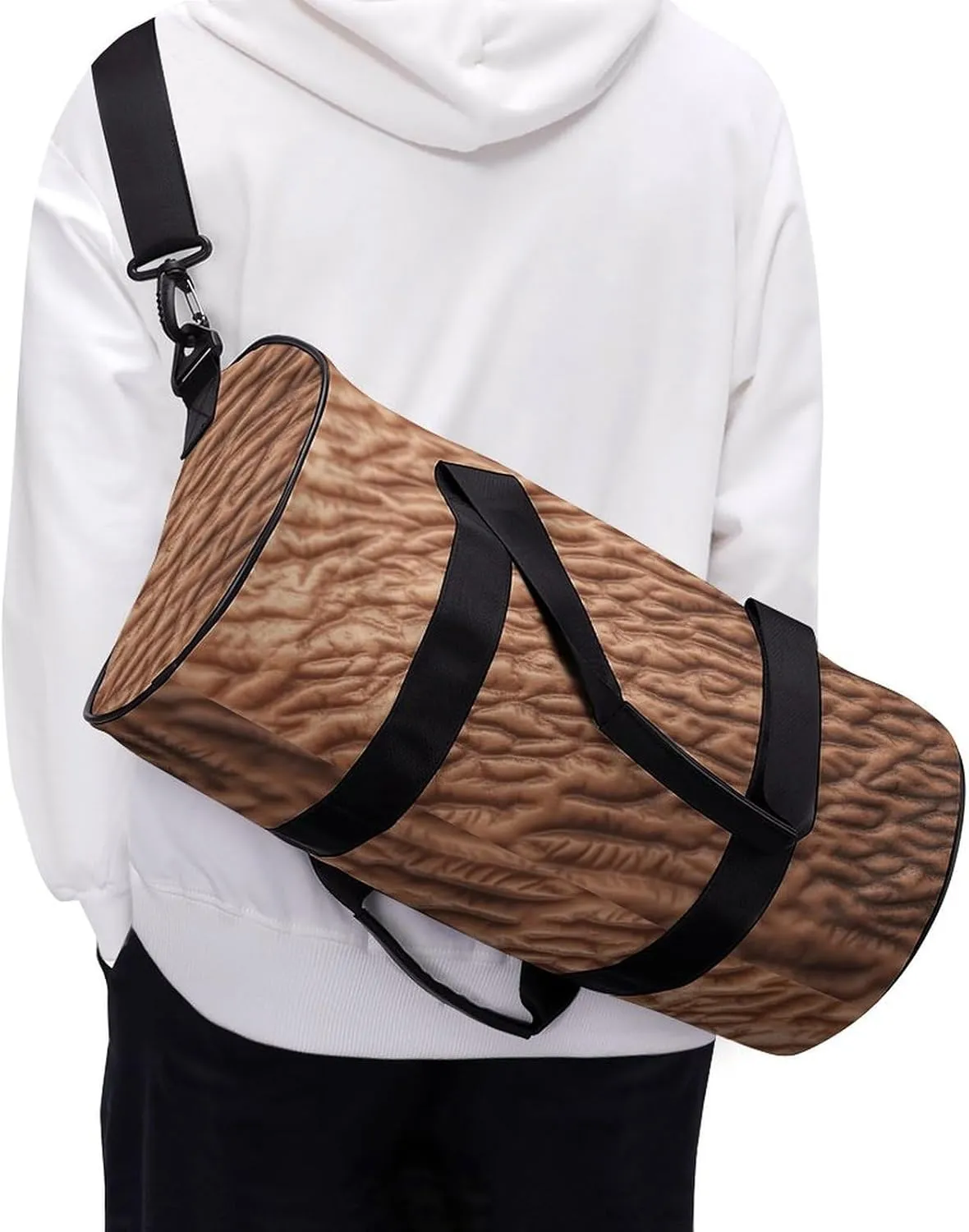 Gym Bag Human Skin Texture Duffel Bag for Men Women Overnight Bag with Shoe Compartment Workout Bags