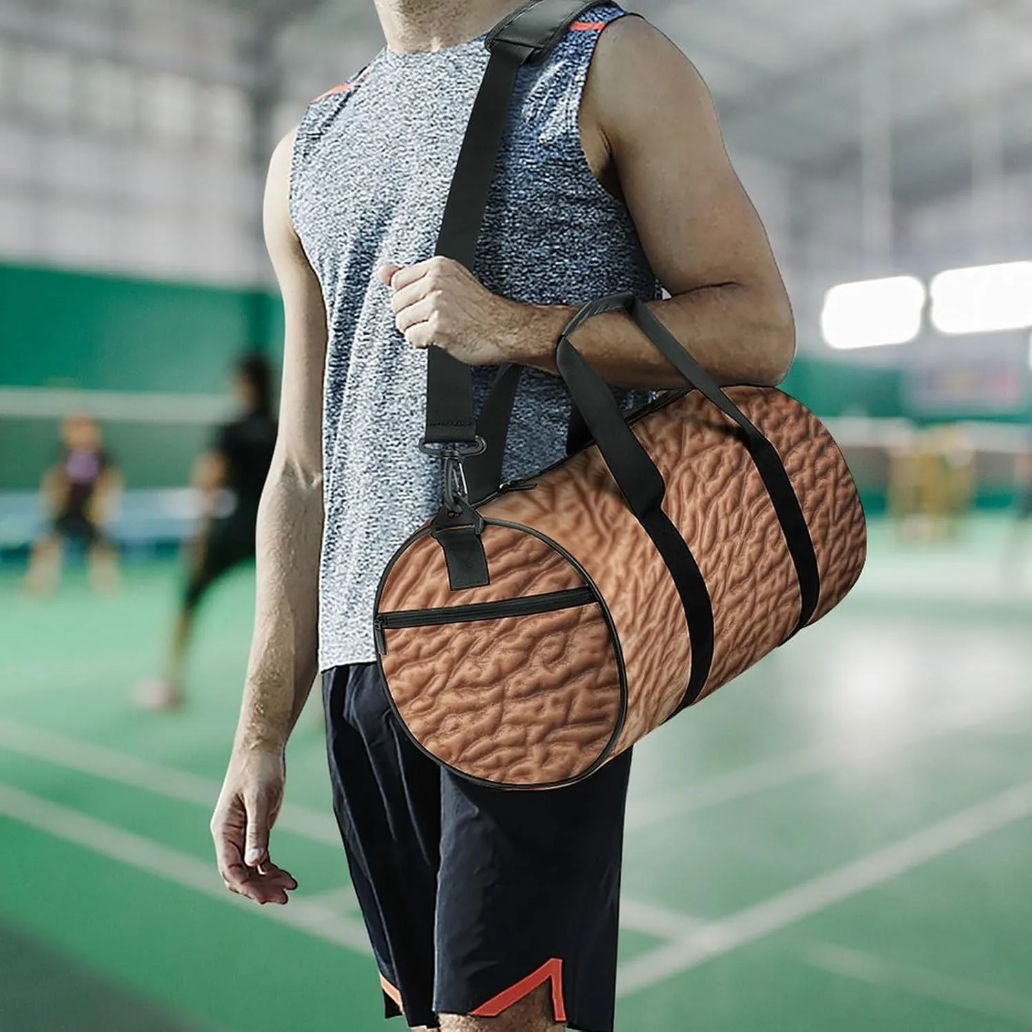 Gym Bag Human Skin Texture Duffel Bag for Men Women Overnight Bag with Shoe Compartment Workout Bags