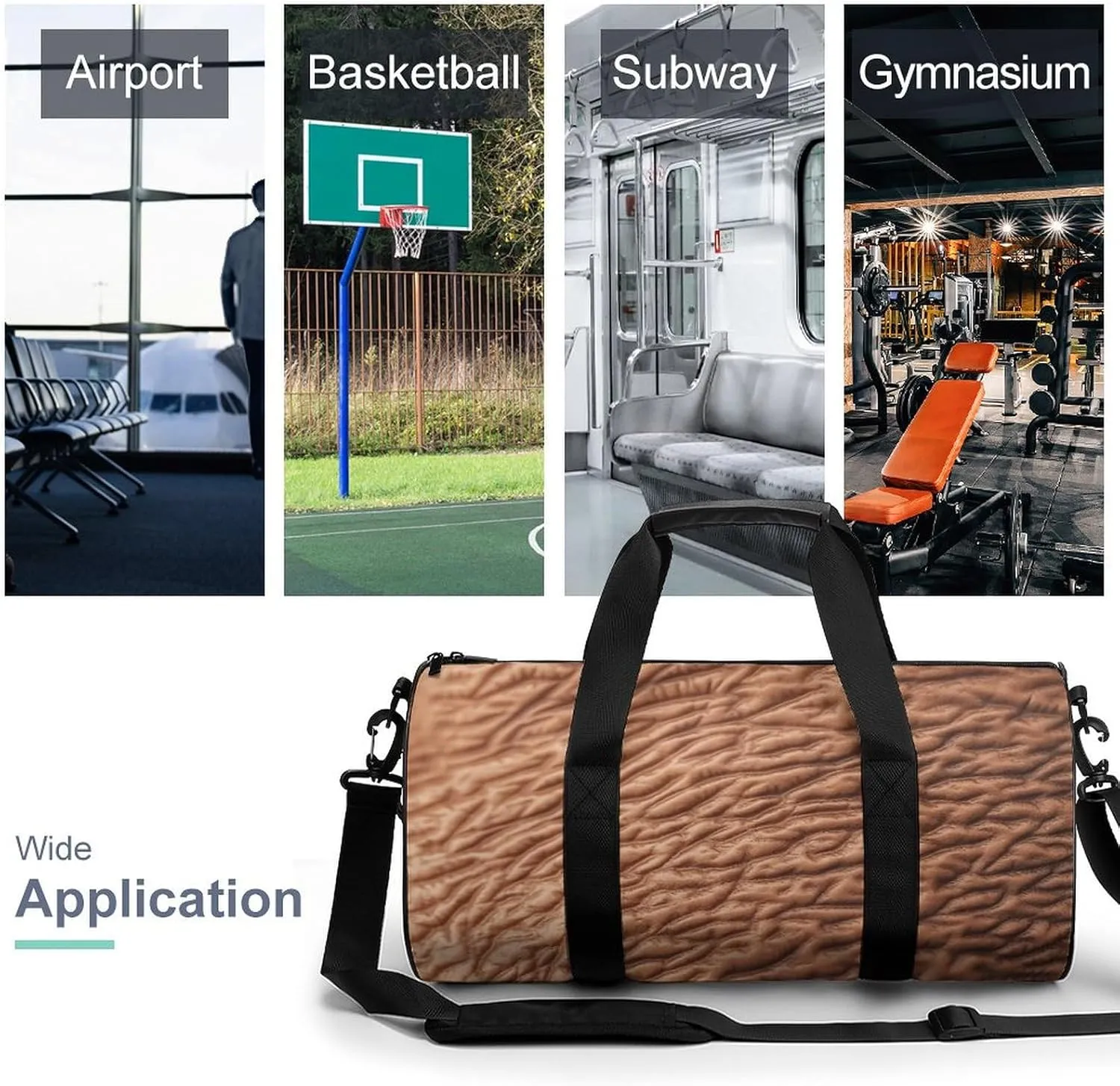 Gym Bag Human Skin Texture Duffel Bag for Men Women Overnight Bag with Shoe Compartment Workout Bags