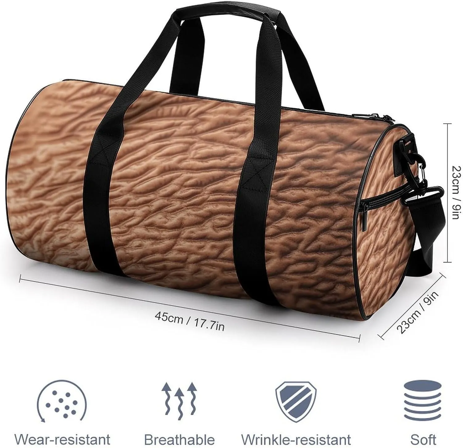 Gym Bag Human Skin Texture Duffel Bag for Men Women Overnight Bag with Shoe Compartment Workout Bags