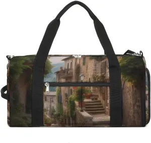 Gym Bag, Italy Tuscan Printed Gym Bag,zippered Gym Bag,travel Gym Bag,gym Bag with Compartments