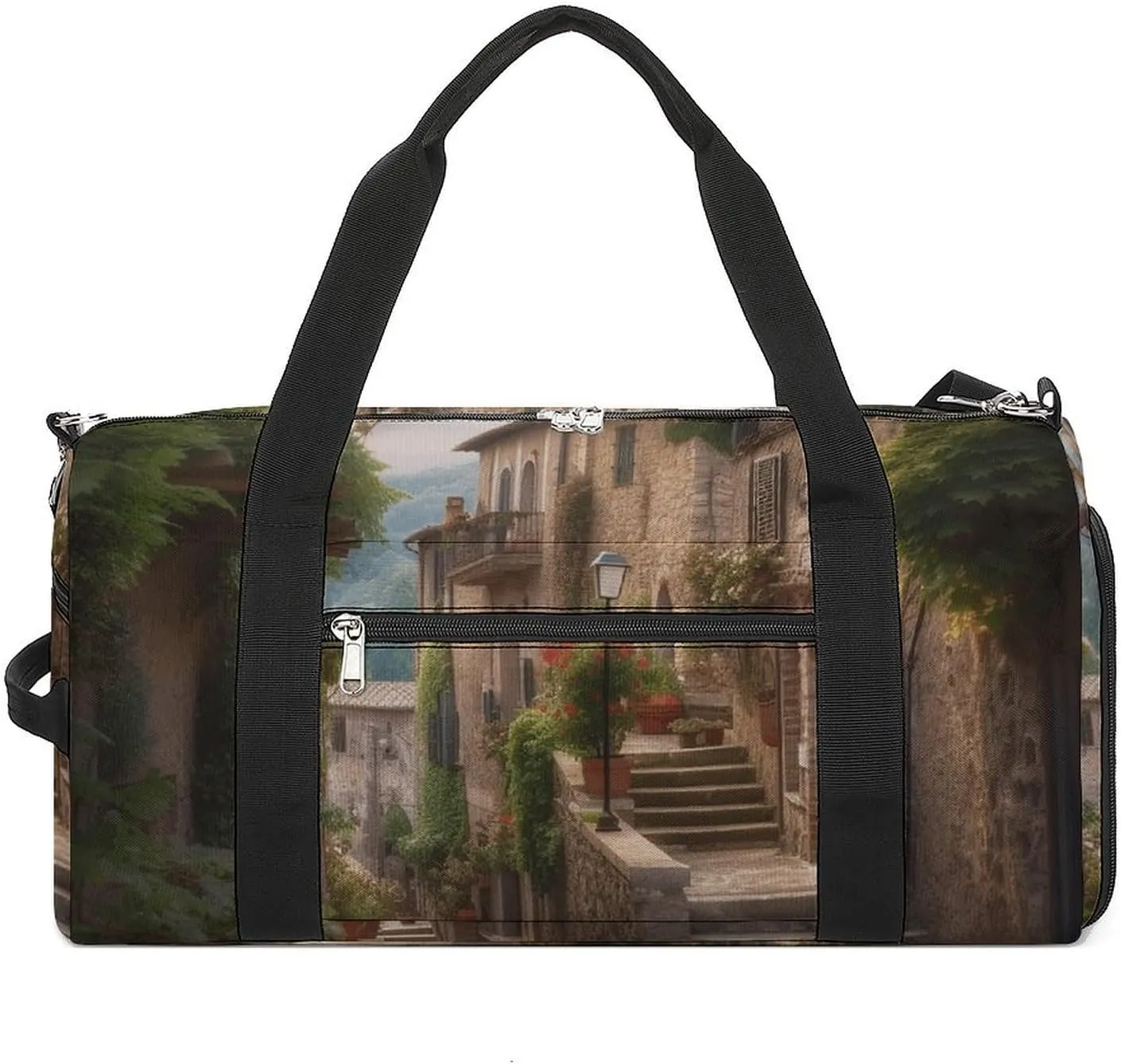 Gym Bag, Italy Tuscan Printed Gym Bag,zippered Gym Bag,travel Gym Bag,gym Bag with Compartments