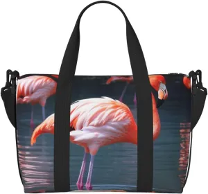 Gym Bag Pink Flamingo Duffel Bag for Men Women Travel Overnight Bag with Shoe Compartment Workout Bags